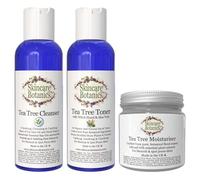 Skincare Botanics Tea Tree Cleanser, Toner & Moisturiser Set for Blemish & Spot Prone Skins | Made from Organic Floral Waters and Infused with Natural Essential Oils
