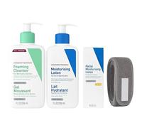 Skincare Bundle with Foaming Cleanser 236 ml, Moisturising Lotion 236 ml, AM Facial Moisturiser SPF 30 52 ml and Microfibre Headband (4 Items)