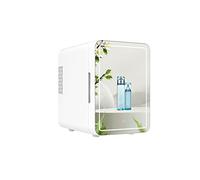 Skincare Fridge Portable 12V DC Thermoelectric Mini Fridge with Glass Door, Mirror & Light for Bedroom and Office Cosmetics