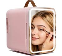 Skincare Fridge White, Dimmable Mirror Cosmetic Makeup Fridge, AC/DC Portable Cooler Warmer, Quiet Countertop Mini Fridge for Bedroom Bathroom Car Office