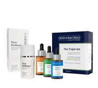 Skincare Gift Set Women: Face Eye Cream Moisturiser + Face Serums Set of 3 - Brightening Vitamin C Serum with Niacinamide - Anti aging Resurfacing Retinol - Hydrating Hyaluronic Acid - DERMAWORKS