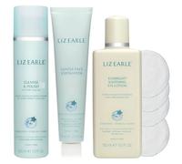 Skincare LizEarle Trio Essential Set - Cleanse, Exfoliate & Soothe | 100ml Cleanse & Polish, 75ml Gentle Face Exfoliator, 150ml Eyebright Soothing Eye Lotion + 4 Reusable Cotton Pads
