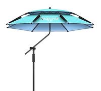 SKINCATE Outdoor Fishing Umbrella Tilt Pole, 7/6.5/8.5ft Fishing Parasol With Sand Anchor, Large Sun Umbrella Waterproof Windproof, Double Layer Beach Umbrella For Anglers (Color : Cyan, Size : 260c