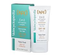 Skincyclopedia SPF 50 Face Sunscreen Fluid with 10% Anti-Blemish Complex - Ground-breaking SPF 50 Sun Cream for Very High UV Protection, Glow, and Blemish Reduction, 50ml