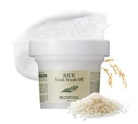 SKINFOOD Mask Rice 120g - White Rice Exfoliating Scrub Wash Off Face Masks for Darken Skin - Facial Cleanser, Pore Exfoliator, Brighten and Soften Body Skin - Safe For Men and Women (4.23 oz)