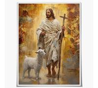 SKINGE Jesus Christ Oil Painting Renaissance Wall Art The Good Shepherd Jesus Canvas Print Poster Religion Christian Wall Decor for Prayer Room,Bedroom and Living Room(Unframed 12x16in)