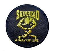 Skinhead A Way of Life Sitting Man Circular Gold & Black Embroidered Patch
