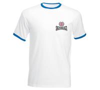 Skinhead Embroidered Mens Ringer T Shirt British Skin Head Embroidery (UK, Alpha, M, Regular, Regular, White/Royal)