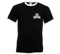 Skinhead Embroidered Mens Ringer T Shirt British Skin Head Embroidery (UK, Alpha, XL, Regular, Regular, Black/White)