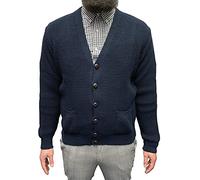 Skinhead Mod Waffle Knit Cardigan "leather" Football Buttons Navy Blue M