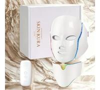 Skinkura LED Face & Neck Mask - 7 Color Light Therapy, Anti-Aging, Collagen Skin Rejuvenation, Anti-Wrinkle Beauty Device - Face Mask with Touch Button, 7 Colors - Photon LED