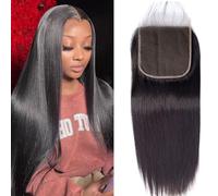 Skinlike 4x4 Human Hair Closure Straight Invisible Lace Front Closure Pre Drawn Human Hair Closure 4x4 HD Lace Front Stitched Hair with Closure