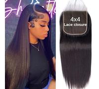 Skinlike 4x4 Human Hair Lace Closure Human Hair Straight Lace Invisible Pre Drawn Closure Human Hair 4x4 HD Lace Front Stitched Hair with Closure