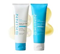 SKINN - Face cleansing gel day and night for women and men: refreshing infusion of green tea and mint, nourishing infusion of olive and enz