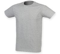 (M, Heather Grey) Skinni Fit Men Mens Feel Good Stretch Short Sleeve T-Shirt
