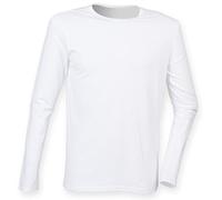 Skinni Fit Men s Long Sleeved Stretch T-Shirt SF124 (M, White)