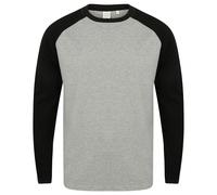 Skinni Fit Men's Skinnifit Raglan Long Sleeve Baseball T-Shirt in Dark Grey | Size: Large Skinni Fit Dark Grey L