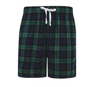 Skinni Fit Mens Tartan Lounge Shorts (XL) (Navy/Green Check)
