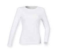 Skinni Fit Women's Feel Good Stretch Long Sleeve T-Shirt in White | Size: 2XL Skinni Fit White 2XL