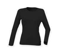 Skinni Fit Women's Feel Good Stretch Long Sleeve T-Shirt in Black | Size: Small Skinni Fit Black S