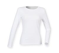 Skinni Fit Womens/Ladies Feel Good Stretch Long Sleeve T-Shirt (L) (White)