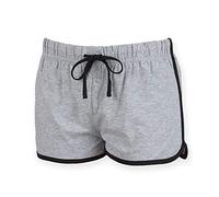 Skinni Fit Womens/Ladies Retro Training / Fitness Sports Shorts (L) (Heather Grey/ Black)