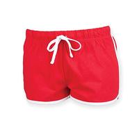 (M, Red/ White) Skinni Fit Womens/Ladies Retro Training / Fitness Sports Shorts