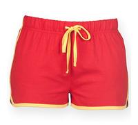 Skinni Fit Womens/Ladies Retro Training / Fitness Sports Shorts (M) (Red/ Yellow)
