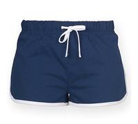 Skinni Fit Womens/Ladies Retro Training / Fitness Sports Shorts (S) (Navy/ White)