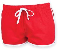 Skinni Fit Womens/Ladies Retro Training/Fitness Sports Shorts (XS) (Red/White)