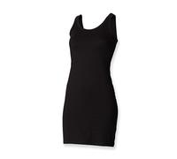 Skinnifit SK104 Ladies Extra Long Stretch Vest Tank Dress (XL, Black)
