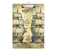 Skinny clipboard Vintage Ocean Sailboat Ocean Map Acrylic Cute for Nursing Student Trade Quest Size 9 x 12.5 Tablas para escribir