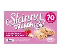 Skinny Crunch Light Raspberry White Chocolate (5 x 19g bars) Pack of 1 Milk Chocolate Dried Cranberry Sweet Sour Berry Block with Welari Thank You Card | (1pack) (95g)