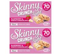 Skinny Crunch Light Raspberry White Chocolate (5 x 19g bars) Pack of 2 Milk Chocolate Dried Cranberry Sweet Sour Berry Block with Welari Thank You Card | (2pack) (190g)