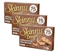 Skinny Dream Bars Millionaire's Shortbread Sweet Chocolate Caramel Low 75 Calorie Snack 1pk x 3 with Welari Thank You Card | (3pack)