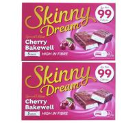 Skinny Dream Cherry Bakewell Milk Chocolate (5 x 22g bars) Pack of 2 Sweet Chewy Cocoa Caramel Nougat Block Breakfast Low Calorie Snack with Welari Thank You Card | (2pack) (220g)