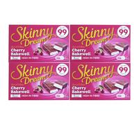 Skinny Dream Cherry Bakewell Milk Chocolate (5 x 22g bars) Pack of 4 Sweet Chewy Cocoa Caramel Nougat Block Breakfast Low Calorie Snack with Welari Thank You Card | (4pack) (440g)
