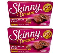 Skinny Dream Choc, Fruit & Nut Bars 10 Pack - 2 Boxes - 240g Total - Less Than 99 Calories Per Bar - Includes Gifty Goodness Shopping List