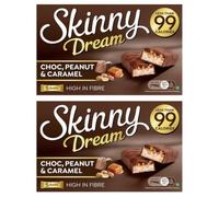 Skinny Dream Choc Peanut & Caramel Bars 10 Pack - 2 x 5 Bar Packs - Chocolate, Peanut & Caramel Flavour Snack Bars - Less Than 99 Calories Per Bar - Includes Gifty Goodness Shopping List
