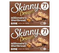 Skinny Dream Milk Chocolate Millionaires Shortbread (5 x 22g bars) Pack of 2 Sweet Chewy Cocoa Nougat Crunchy Breakfast Cereal Low Calorie Snack with Welari Thank You Card | (2pack) (220g)