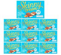 Skinny Dream Salted Caramel (5 x 25g bars) Pack of 10 Milk Chocolate Sweet Chewy Cocoa Nougat Cereal Block with Welari Thank You Card | (10pack) (1250g)