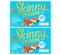 Skinny Dream Salted Caramel (5 x 25g bars) Pack of 2 Milk Chocolate Sweet Chewy Cocoa Nougat Cereal Block with Welari Thank You Card | (2pack) (250g)