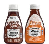 Skinny Food Co Bundle - Maple Syrup and Chocolate Syrup - 2x 425ml Sugar Free Syrup Bottles - Vegan, Gluten Free and Keto Friendly