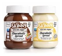 Skinny Food Low Sugar Chocolate Hazelnut Spread & White Chocolate Spread Duo 350g Each - 92% Less Sugar, No Palm Oil, Vegetarian, Sweet Spread Healthy Chocolate Alternative Pancakes, Snacks & Baking