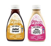 Skinny Food Twin Pack Sugar Free Salted Caramel - White Chocolate Raspberry Syrup Dessert Topping Sugar Free Zero Calories Guilt Free Sauce