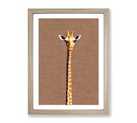 Skinny Giraffe Framed Print for Living Room Bedroom Home Office Décor, Wall Art Picture Ready to Hang, Oak A4 Frame (34 x 25 cm)
