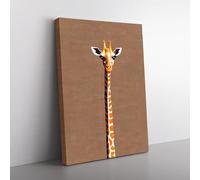 Skinny Giraffe Peach, Orange, Brown Canvas Wall Art Print Ready to Hang, Framed Picture for Living Room Bedroom Home Office Décor, 76x50 cm (30x20 Inch)