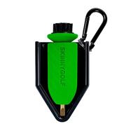 Skinny Golf Magnetic Scrub Brush | The Ultimate Bag Accessory | Scrub Brush & Brass Tip Groove Cleaner | Clip to Belt, Green, S
