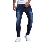Skinny Jeans Men Stretch Washed Denim Jeans Tapered Leg Trouser, Blue, XL