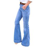 Skinny Jeans Women,Flared Jeans for Women UK Classic Denim Bell Bottom Stretch Bootcut Jean Pull On High Waisted Skinny Long Panst Vintage Casual Y2K Slim Fit Boyfriend Elegant Office TrousersBlue